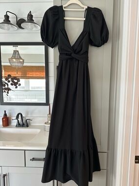 open lace back dress AMUR - Ruched Bustier Pleated Ankle Gown main image 0